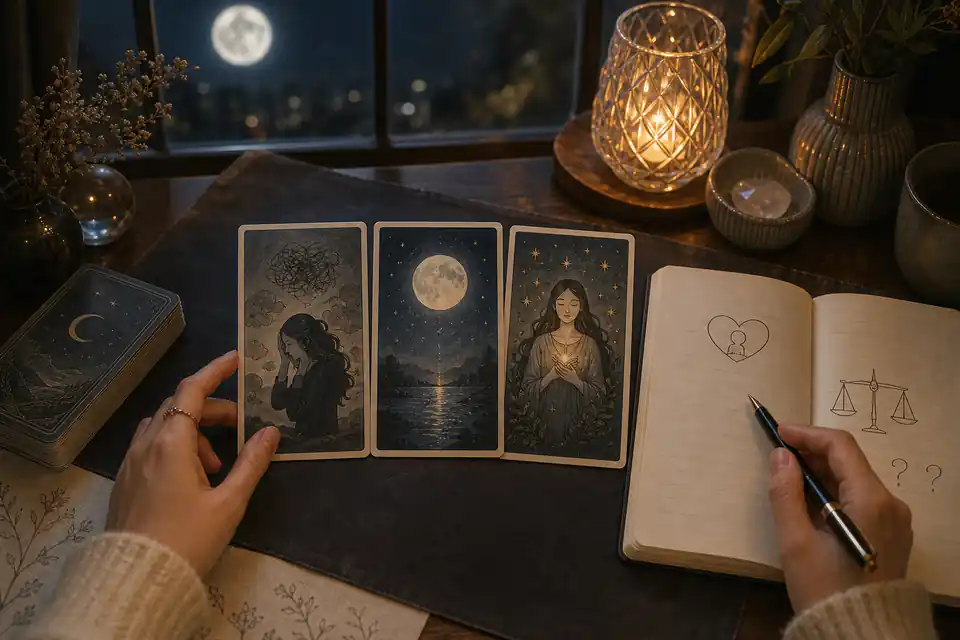moon tarot card love anxiety intuition
